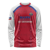 Custom Haiti Football Long Sleeve Shirt Les Grenadiers Veve Haitian Vodou Red Version - Wonder Print Shop