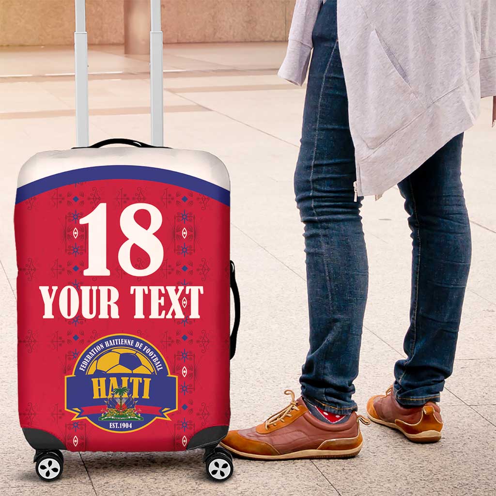 Custom Haiti Football Luggage Cover Les Grenadiers Veve Haitian Vodou Red Version - Wonder Print Shop
