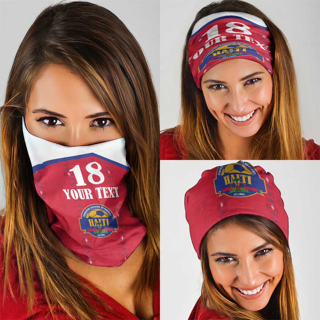 Custom Haiti Football Neck Gaiter Les Grenadiers Veve Haitian Vodou Red Version - Wonder Print Shop