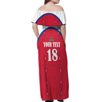 Custom Haiti Football Off Shoulder Maxi Dress Les Grenadiers Veve Haitian Vodou Red Version - Wonder Print Shop