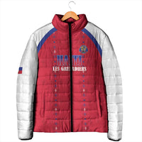 Custom Haiti Football Padded Jacket Les Grenadiers Veve Haitian Vodou Red Version - Wonder Print Shop