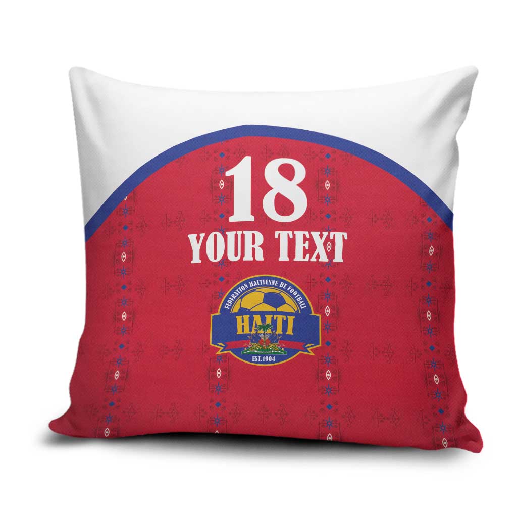 Custom Haiti Football Pillow Cover Les Grenadiers Veve Haitian Vodou Red Version - Wonder Print Shop