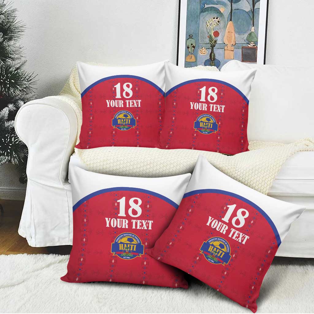Custom Haiti Football Pillow Cover Les Grenadiers Veve Haitian Vodou Red Version - Wonder Print Shop
