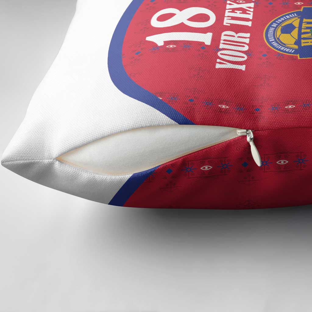 Custom Haiti Football Pillow Cover Les Grenadiers Veve Haitian Vodou Red Version - Wonder Print Shop
