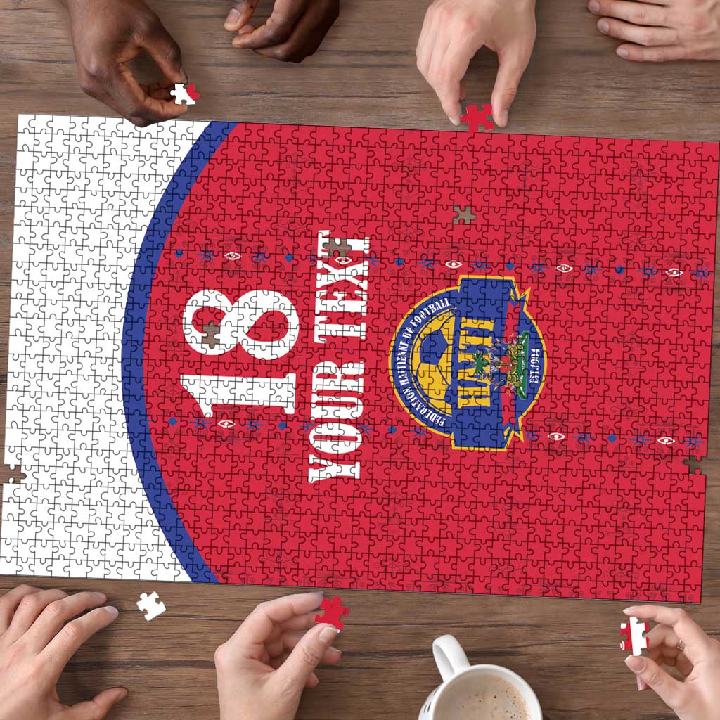 Custom Haiti Football Puzzle Les Grenadiers Veve Haitian Vodou Red Version - Wonder Print Shop