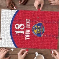 Custom Haiti Football Puzzle Les Grenadiers Veve Haitian Vodou Red Version - Wonder Print Shop
