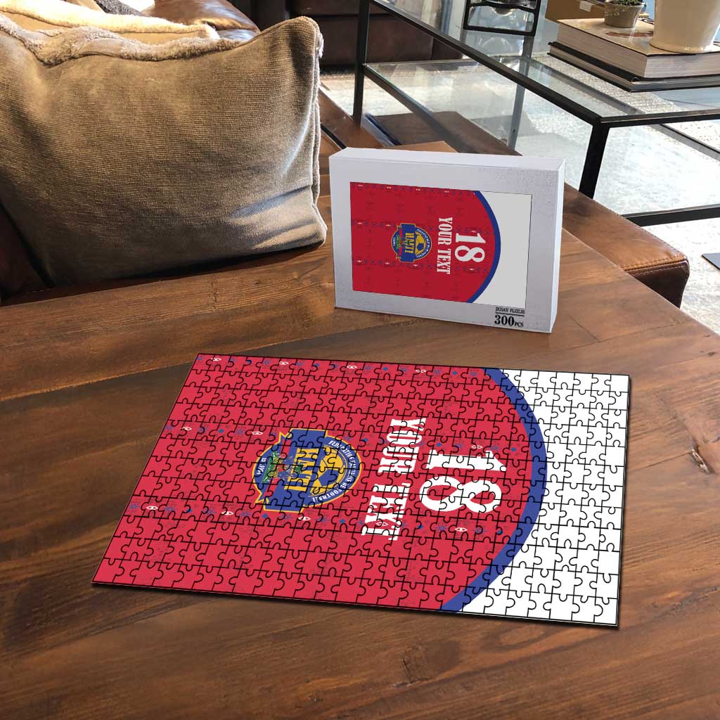 Custom Haiti Football Puzzle Les Grenadiers Veve Haitian Vodou Red Version - Wonder Print Shop