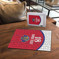 Custom Haiti Football Puzzle Les Grenadiers Veve Haitian Vodou Red Version - Wonder Print Shop