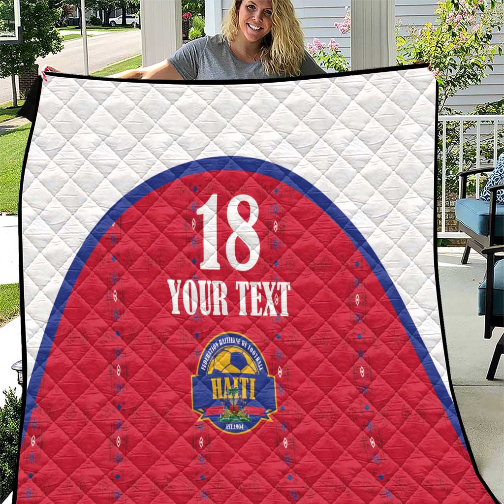 Custom Haiti Football Quilt Les Grenadiers Veve Haitian Vodou Red Version - Wonder Print Shop