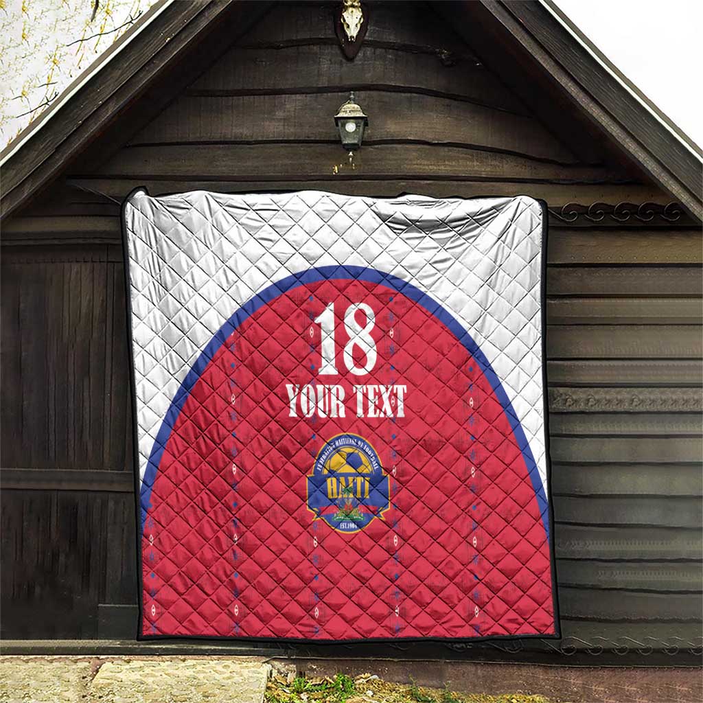 Custom Haiti Football Quilt Les Grenadiers Veve Haitian Vodou Red Version - Wonder Print Shop