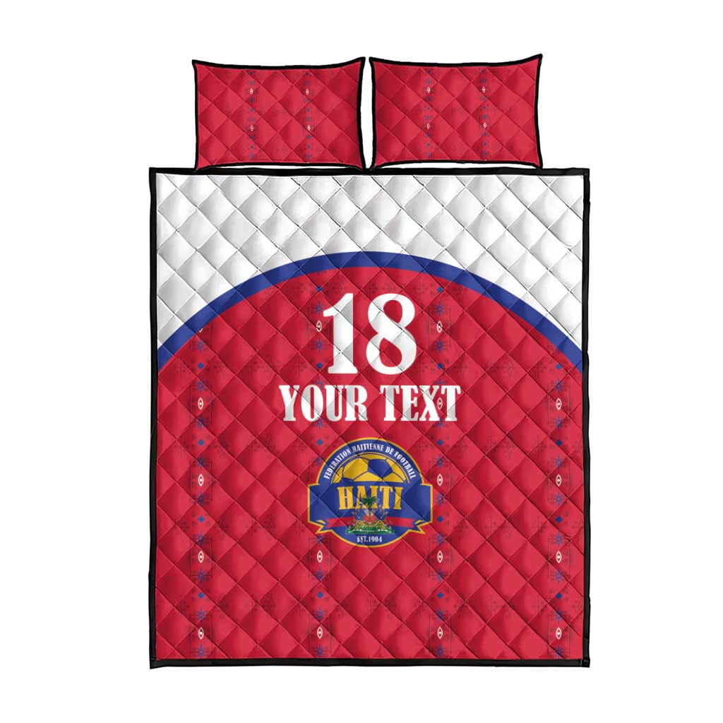 Custom Haiti Football Quilt Bed Set Les Grenadiers Veve Haitian Vodou Red Version - Wonder Print Shop