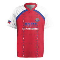 Custom Haiti Football Rugby Jersey Les Grenadiers Veve Haitian Vodou Red Version - Wonder Print Shop