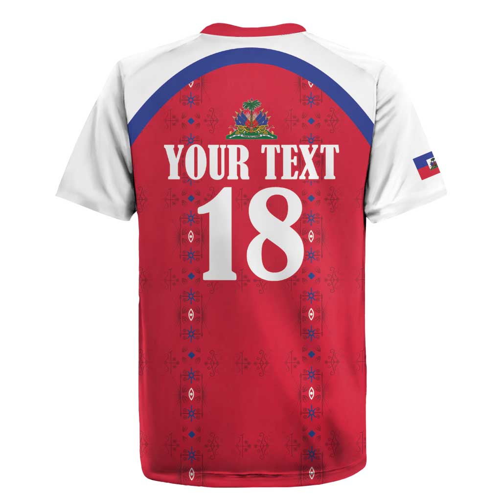 Custom Haiti Football Rugby Jersey Les Grenadiers Veve Haitian Vodou Red Version - Wonder Print Shop