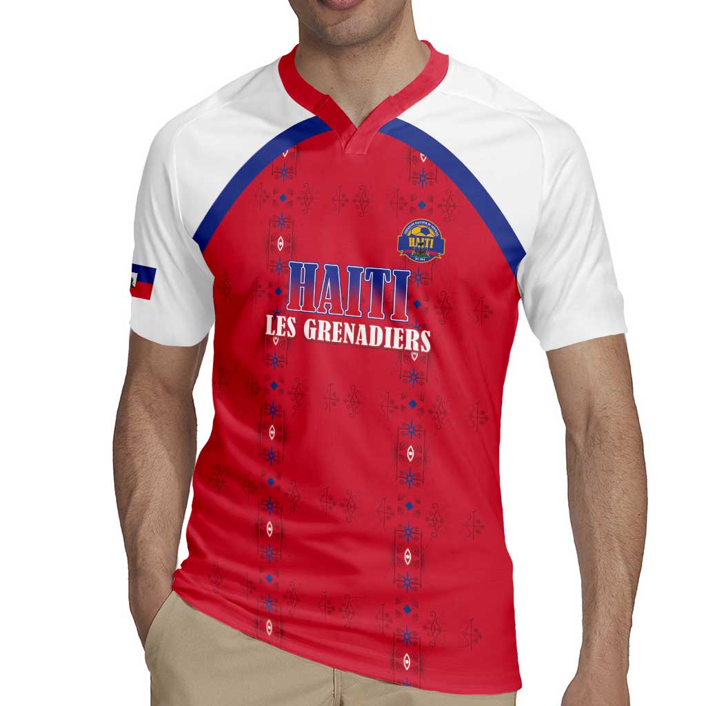 Custom Haiti Football Rugby Jersey Les Grenadiers Veve Haitian Vodou Red Version - Wonder Print Shop