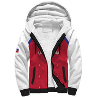 Custom Haiti Football Sherpa Hoodie Les Grenadiers Veve Haitian Vodou Red Version - Wonder Print Shop
