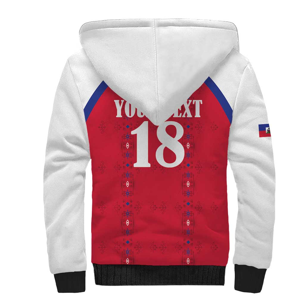 Custom Haiti Football Sherpa Hoodie Les Grenadiers Veve Haitian Vodou Red Version - Wonder Print Shop