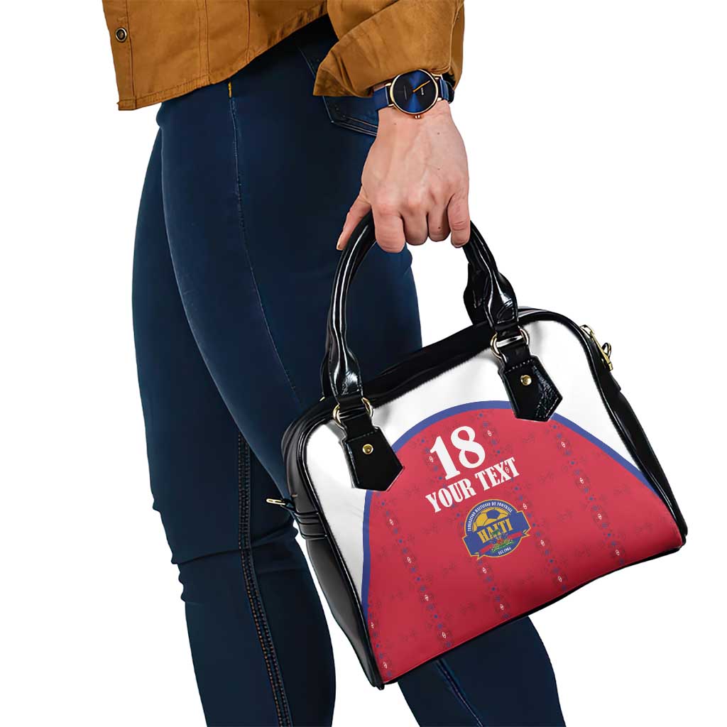 Custom Haiti Football Shoulder Handbag Les Grenadiers Veve Haitian Vodou Red Version - Wonder Print Shop