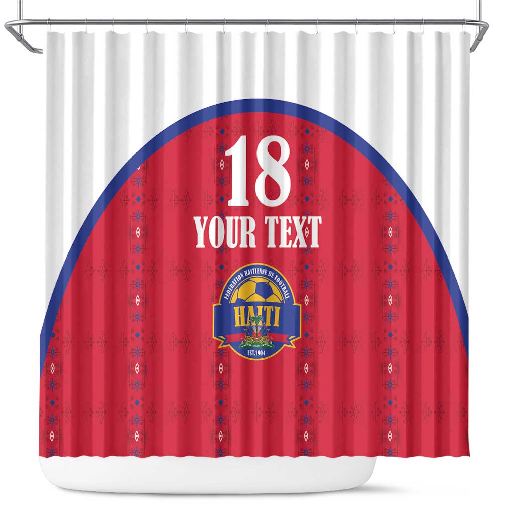 Custom Haiti Football Shower Curtain Les Grenadiers Veve Haitian Vodou Red Version - Wonder Print Shop