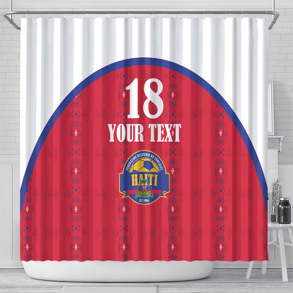 Custom Haiti Football Shower Curtain Les Grenadiers Veve Haitian Vodou Red Version - Wonder Print Shop