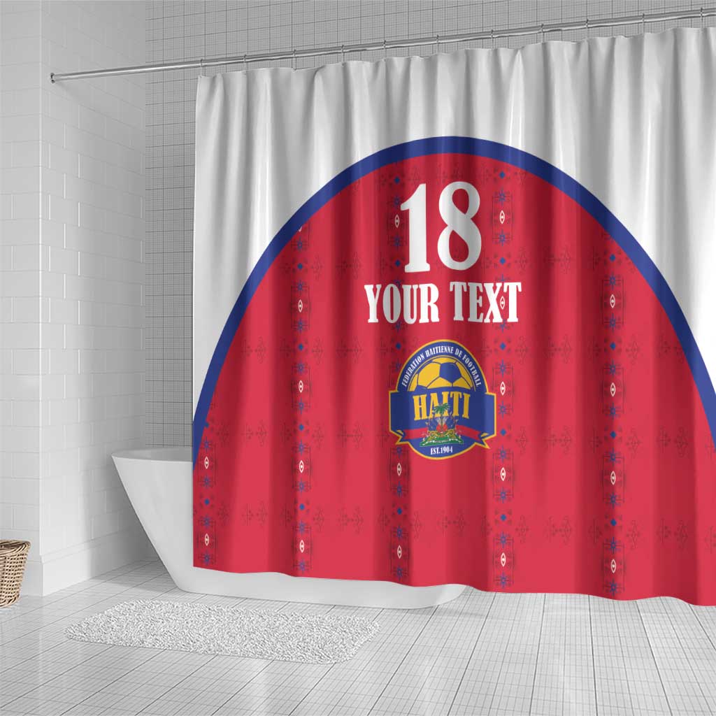 Custom Haiti Football Shower Curtain Les Grenadiers Veve Haitian Vodou Red Version - Wonder Print Shop
