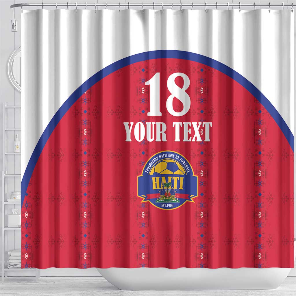 Custom Haiti Football Shower Curtain Les Grenadiers Veve Haitian Vodou Red Version - Wonder Print Shop