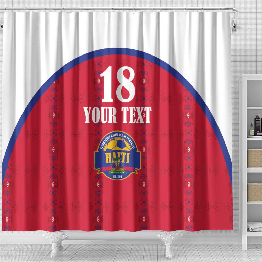 Custom Haiti Football Shower Curtain Les Grenadiers Veve Haitian Vodou Red Version - Wonder Print Shop