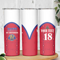 Custom Haiti Football Skinny Tumbler Les Grenadiers Veve Haitian Vodou Red Version - Wonder Print Shop