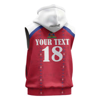 Custom Haiti Football Sleeveless Hoodie Les Grenadiers Veve Haitian Vodou Red Version - Wonder Print Shop