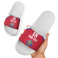 Custom Haiti Football Slide Sandals Les Grenadiers Veve Haitian Vodou Red Version - Wonder Print Shop