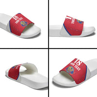Custom Haiti Football Slide Sandals Les Grenadiers Veve Haitian Vodou Red Version - Wonder Print Shop