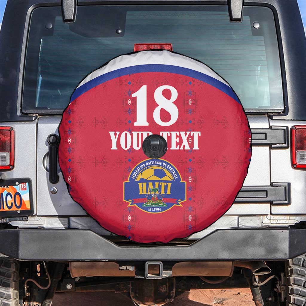 Custom Haiti Football Spare Tire Cover Les Grenadiers Veve Haitian Vodou Red Version - Wonder Print Shop