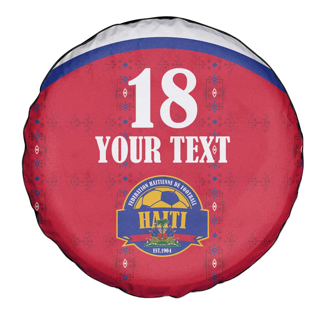 Custom Haiti Football Spare Tire Cover Les Grenadiers Veve Haitian Vodou Red Version - Wonder Print Shop
