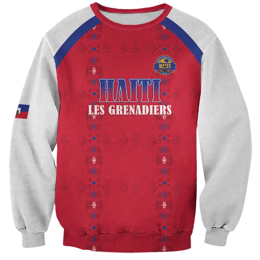 Custom Haiti Football Sweatshirt Les Grenadiers Veve Haitian Vodou Red Version - Wonder Print Shop