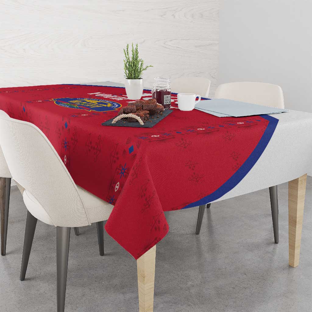 Custom Haiti Football Tablecloth Les Grenadiers Veve Haitian Vodou Red Version - Wonder Print Shop