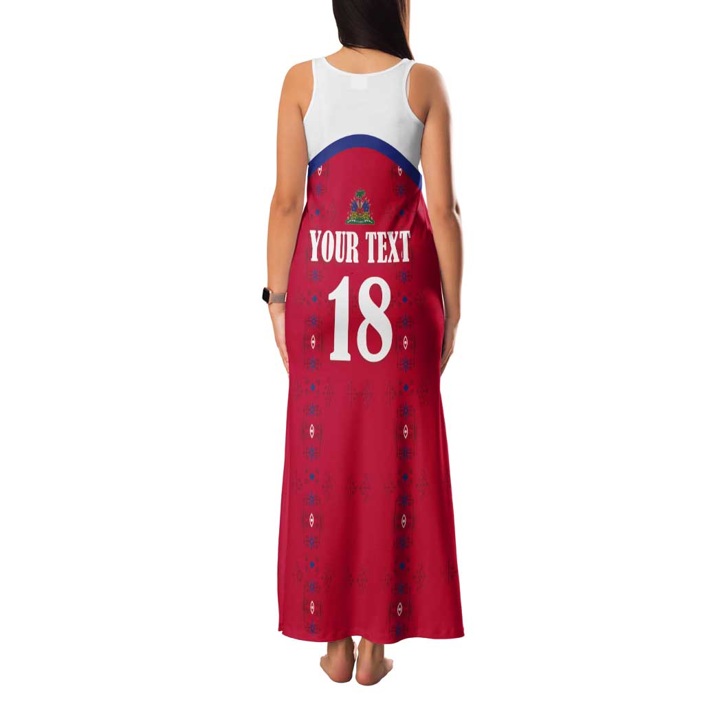 Custom Haiti Football Tank Maxi Dress Les Grenadiers Veve Haitian Vodou Red Version - Wonder Print Shop