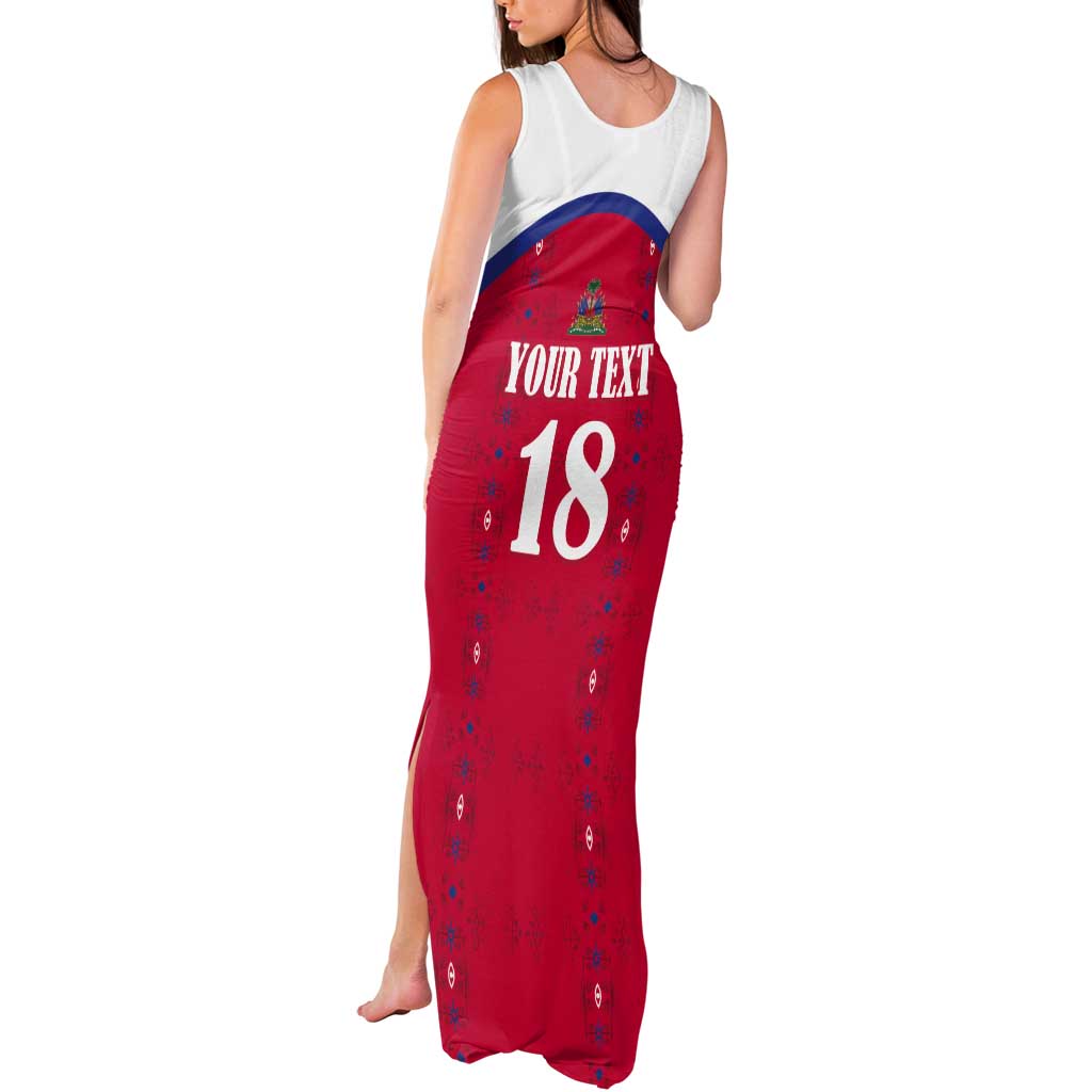 Custom Haiti Football Tank Maxi Dress Les Grenadiers Veve Haitian Vodou Red Version - Wonder Print Shop
