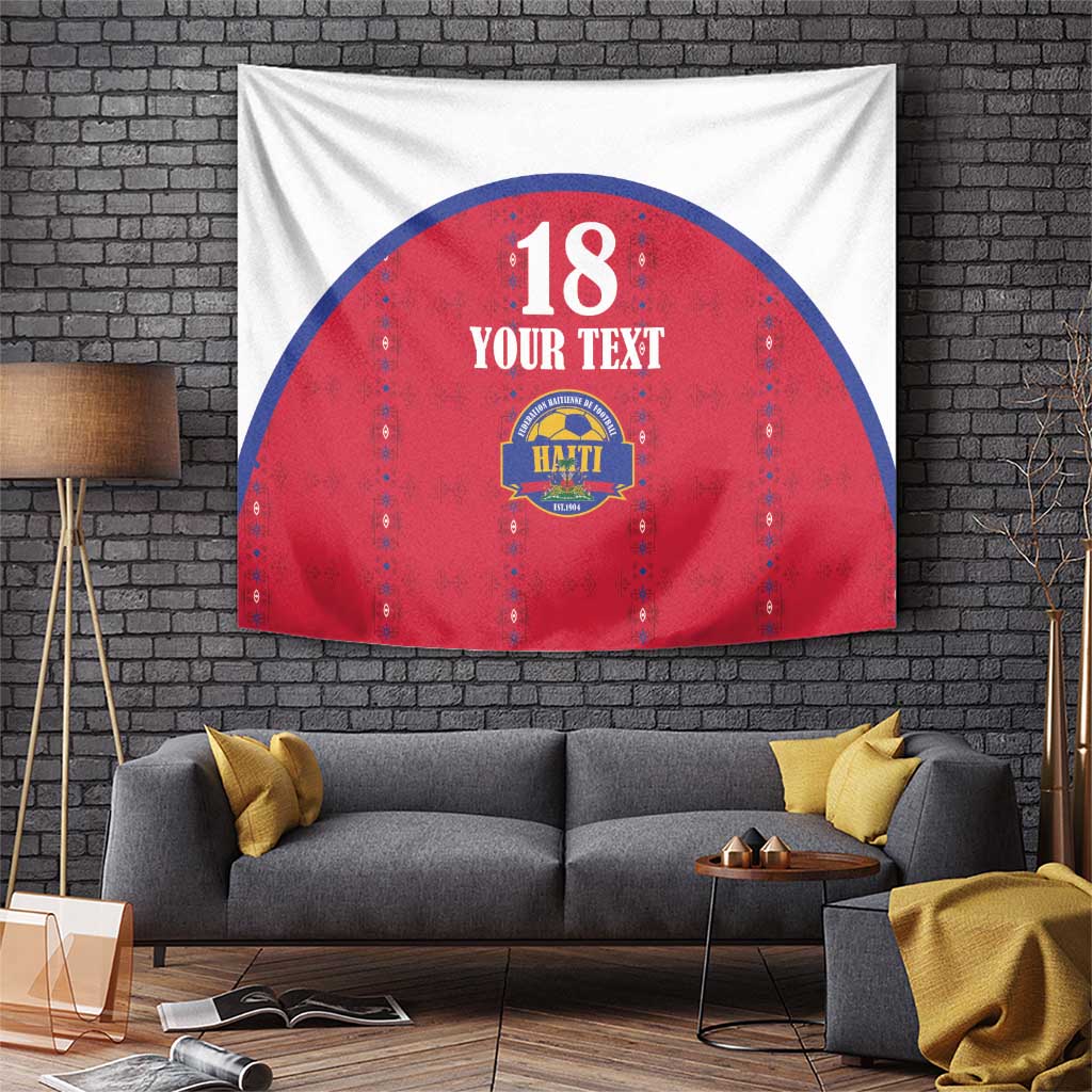 Custom Haiti Football Tapestry Les Grenadiers Veve Haitian Vodou Red Version - Wonder Print Shop