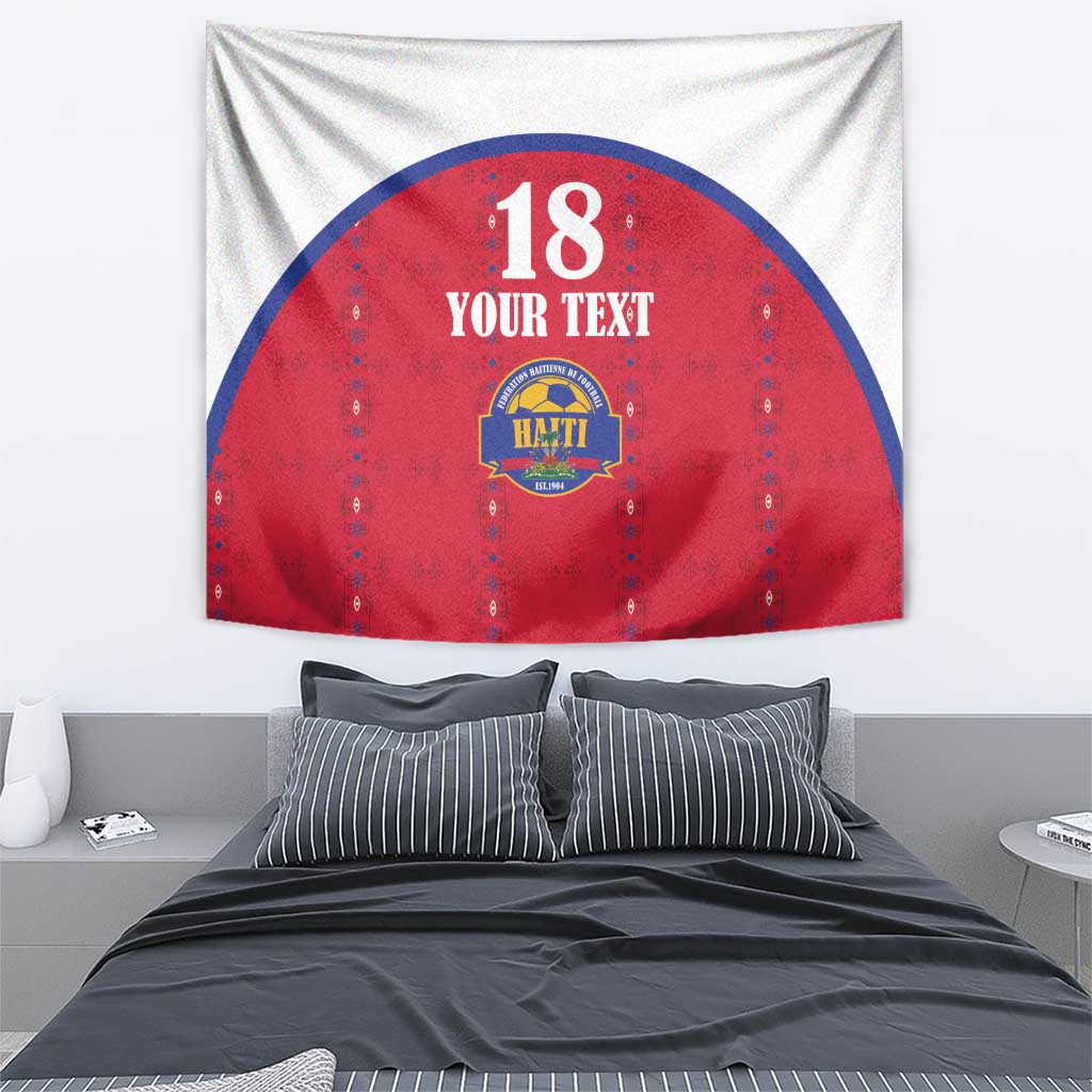 Custom Haiti Football Tapestry Les Grenadiers Veve Haitian Vodou Red Version - Wonder Print Shop