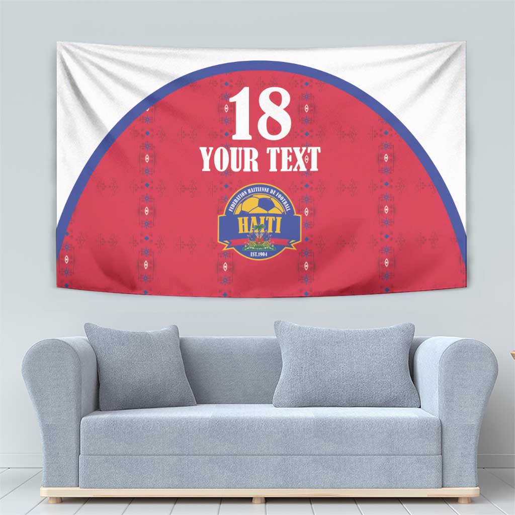 Custom Haiti Football Tapestry Les Grenadiers Veve Haitian Vodou Red Version - Wonder Print Shop