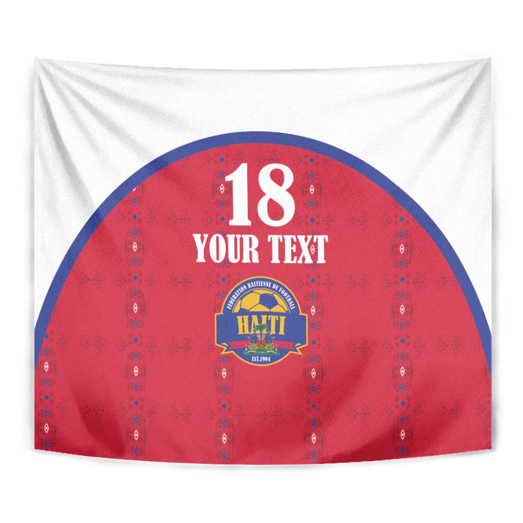 Custom Haiti Football Tapestry Les Grenadiers Veve Haitian Vodou Red Version - Wonder Print Shop