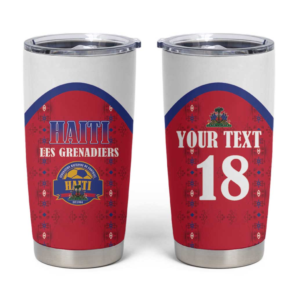 Custom Haiti Football Tumbler Cup Les Grenadiers Veve Haitian Vodou Red Version - Wonder Print Shop