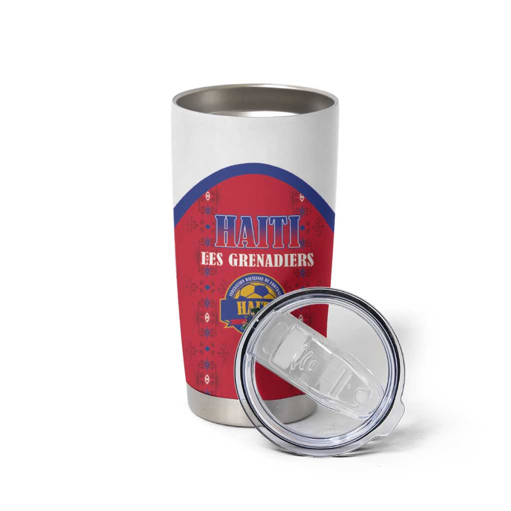 Custom Haiti Football Tumbler Cup Les Grenadiers Veve Haitian Vodou Red Version - Wonder Print Shop