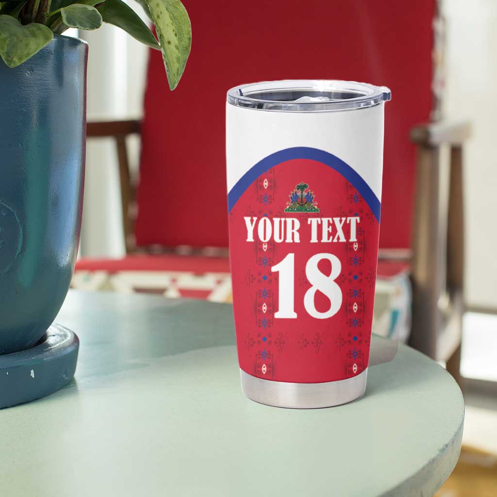 Custom Haiti Football Tumbler Cup Les Grenadiers Veve Haitian Vodou Red Version - Wonder Print Shop