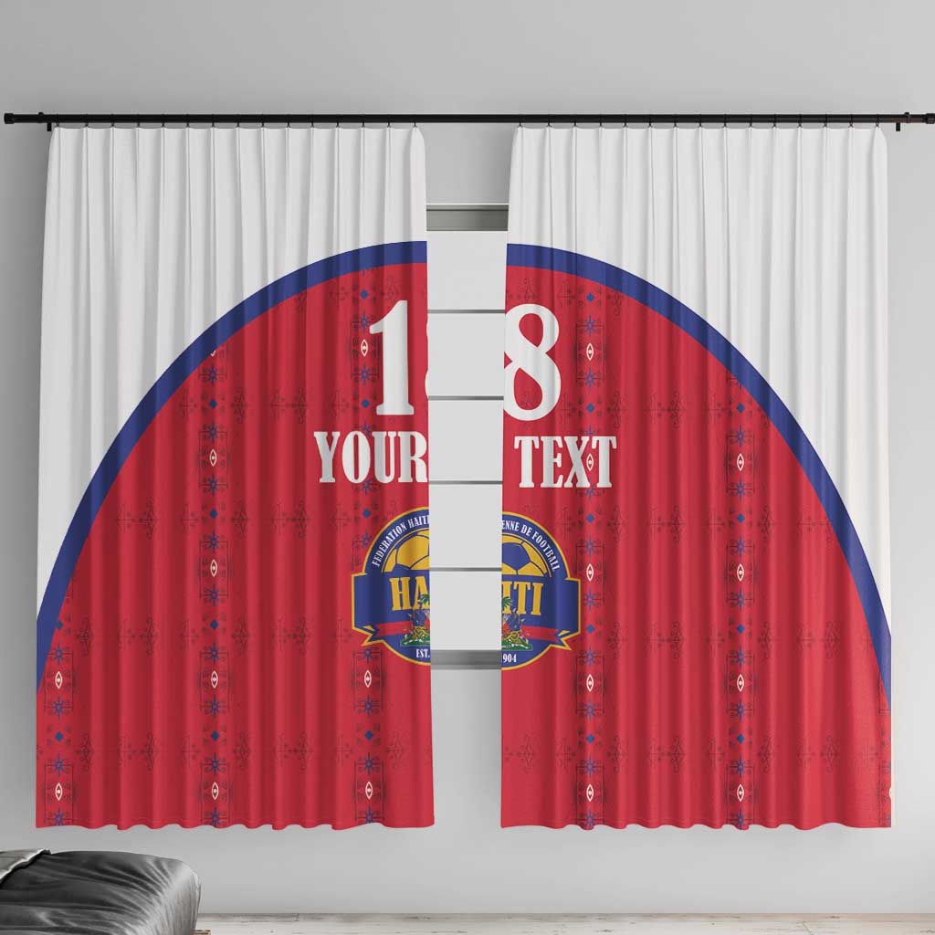 Custom Haiti Football Window Curtain Les Grenadiers Veve Haitian Vodou Red Version - Wonder Print Shop