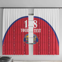 Custom Haiti Football Window Curtain Les Grenadiers Veve Haitian Vodou Red Version - Wonder Print Shop