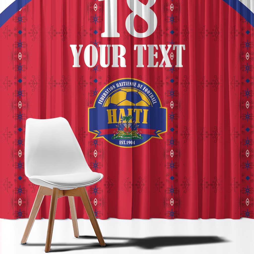 Custom Haiti Football Window Curtain Les Grenadiers Veve Haitian Vodou Red Version - Wonder Print Shop