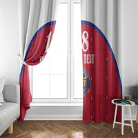 Custom Haiti Football Window Curtain Les Grenadiers Veve Haitian Vodou Red Version - Wonder Print Shop