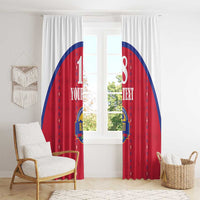 Custom Haiti Football Window Curtain Les Grenadiers Veve Haitian Vodou Red Version - Wonder Print Shop