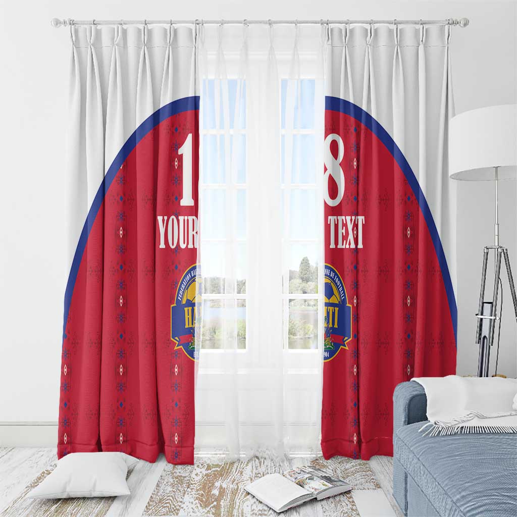 Custom Haiti Football Window Curtain Les Grenadiers Veve Haitian Vodou Red Version - Wonder Print Shop
