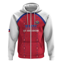 Custom Haiti Football Zip Hoodie Les Grenadiers Veve Haitian Vodou Red Version - Wonder Print Shop